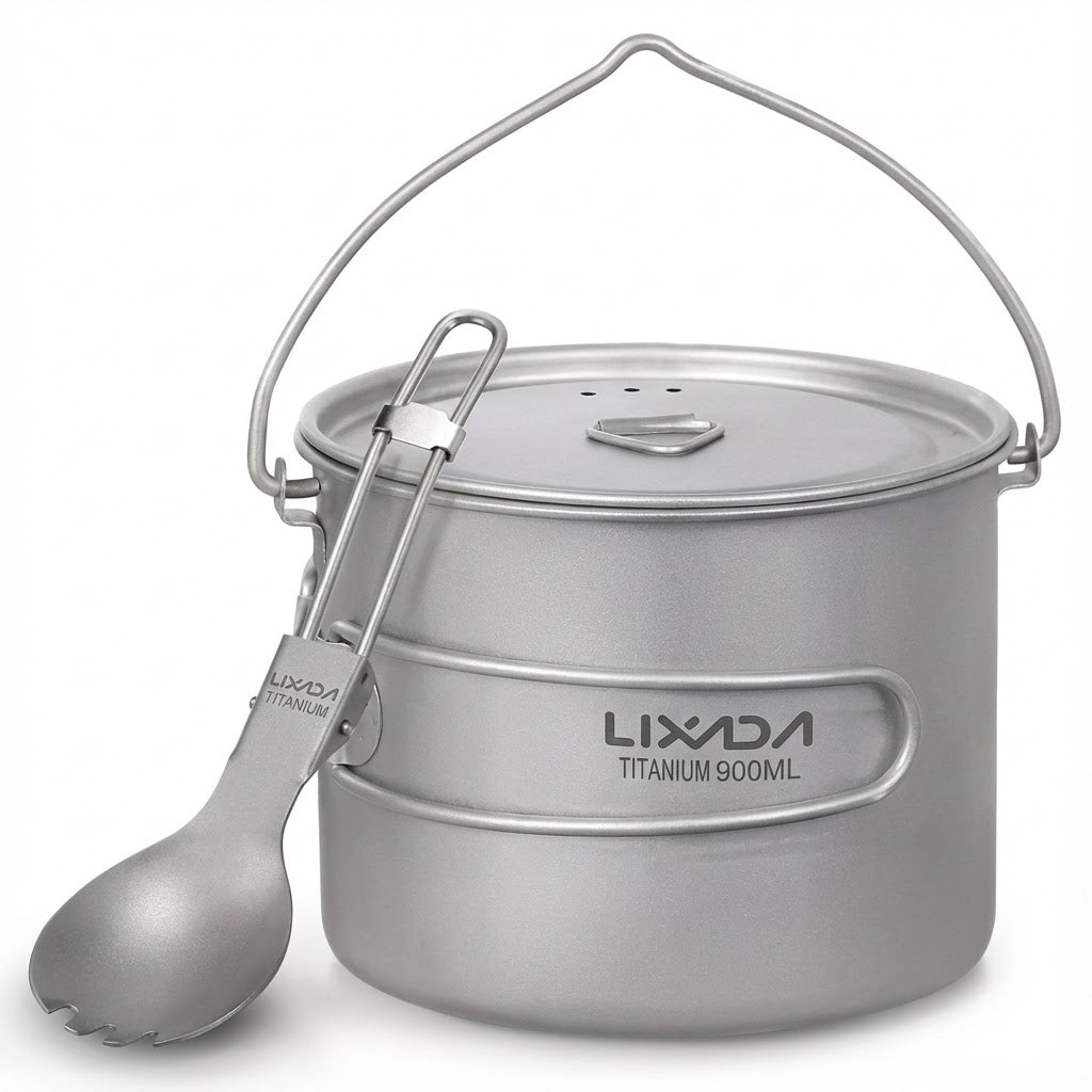 Pot léger en titane avec fourchette pliante - 750/900/1100ml