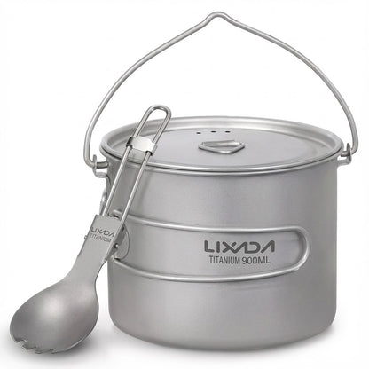 Pot léger en titane avec fourchette pliante - 750/900/1100ml