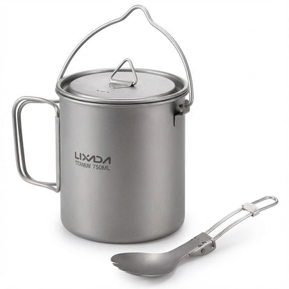 Pot léger en titane avec fourchette pliante - 750/900/1100ml